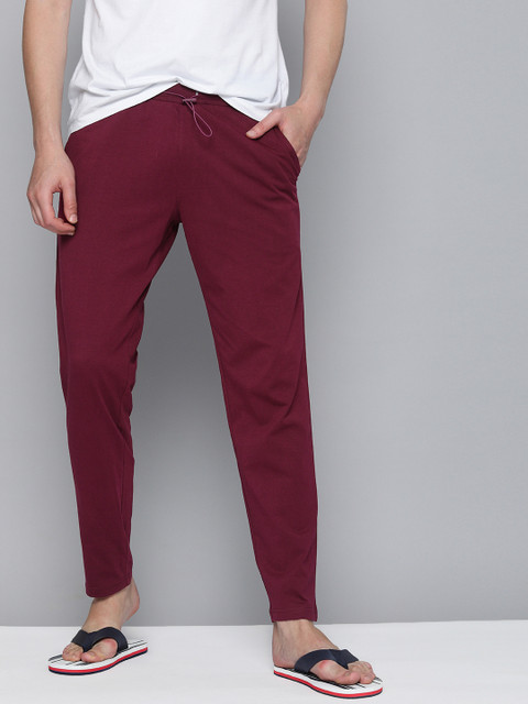 

Mast & Harbour Men Maroon Solid Slim Pure Cotton Lounge Pants