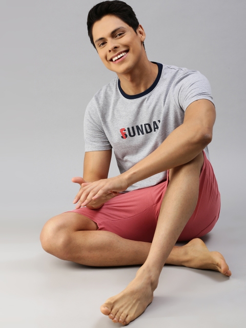

Mast & Harbour Men Pink Solid Lounge Shorts