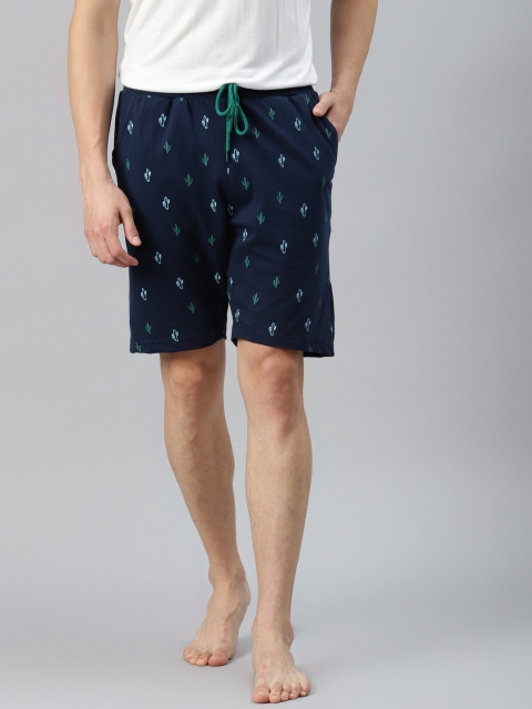 

Mast & Harbour Men Navy Blue & White Printed Pure Cotton Lounge Shorts