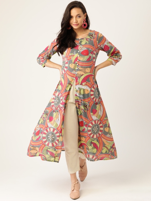 

Sangria Women Pink Printed Pure Cotton Kurta
