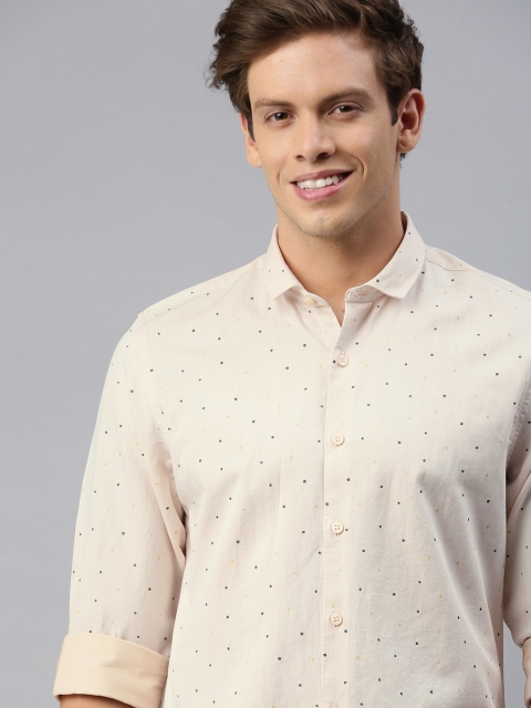 

Mast & Harbour Men Peach-Coloured Slim Fit Printed Casual Shirt