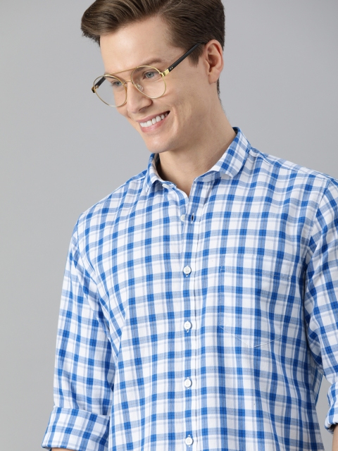 

Mast & Harbour Men Blue & White Checked Casual Shirt