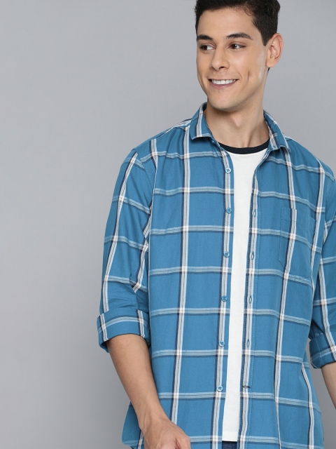 

Mast & Harbour Men Blue Slim Fit Checked Casual Shirt