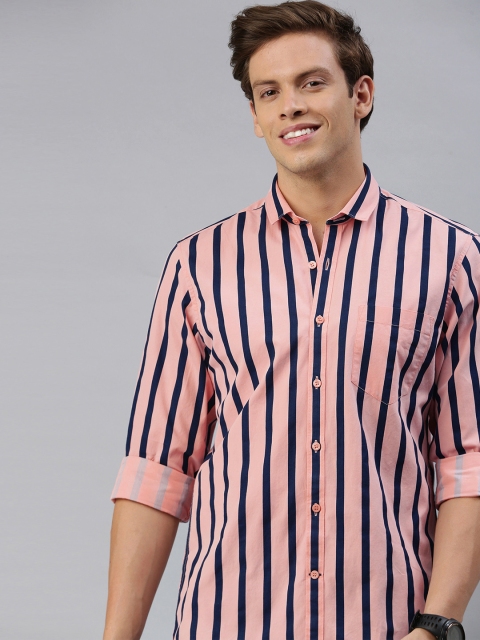 

Mast & Harbour Men Pink & Blue Regular Fit Striped Casual Shirt