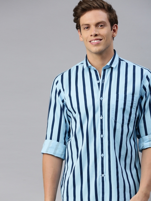 

Mast & Harbour Men Blue Regular Fit Striped Casual Shirt