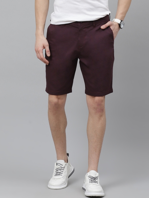 

Mast & Harbour Men Burgundy Solid Regular Fit Shorts
