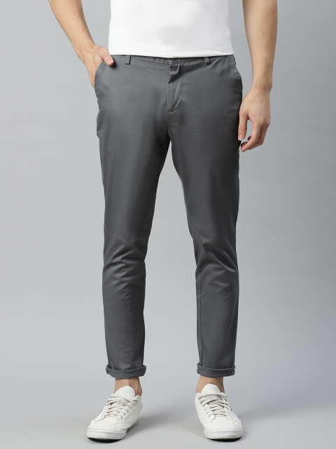 

Mast & Harbour Men Charcoal Regular Fit Solid Trousers