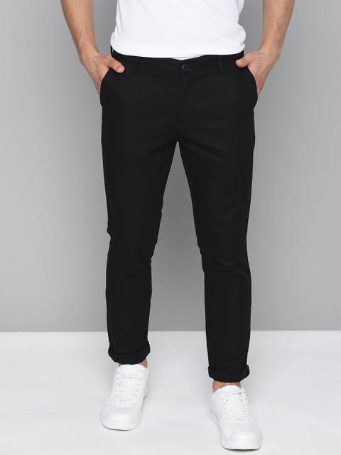 

Mast & Harbour Men Black Regular Fit Solid Trousers