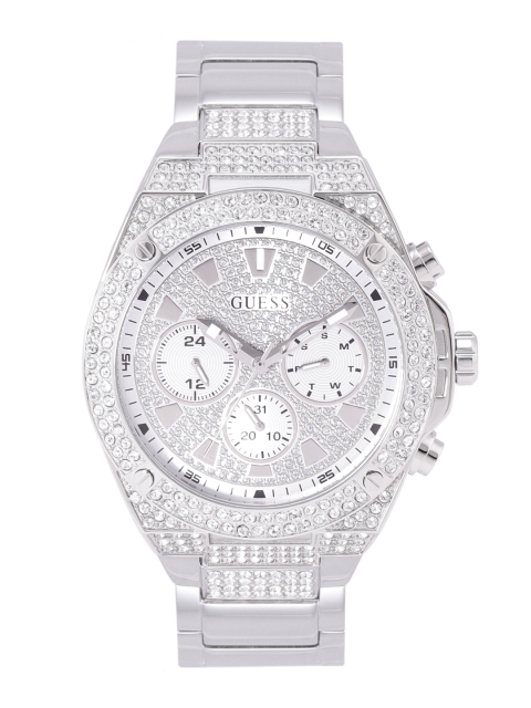 

GUESS Women Silver-Toned Swarovski Crystals Studded Analogue Watch GW0059G1