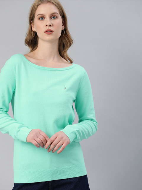 

Tommy Hilfiger Women Sea Green Solid Pullover Sweater