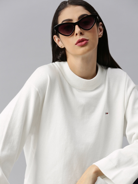 

Tommy Hilfiger Women White Solid Pullover Sweater