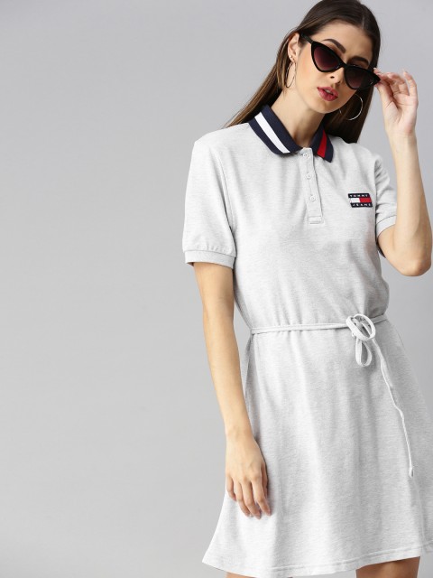

Tommy Hilfiger Women Grey Melange Solid T-shirt Dress