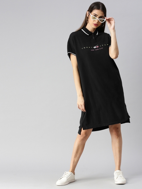 

Tommy Hilfiger Women Black Self Design T-shirt Dress