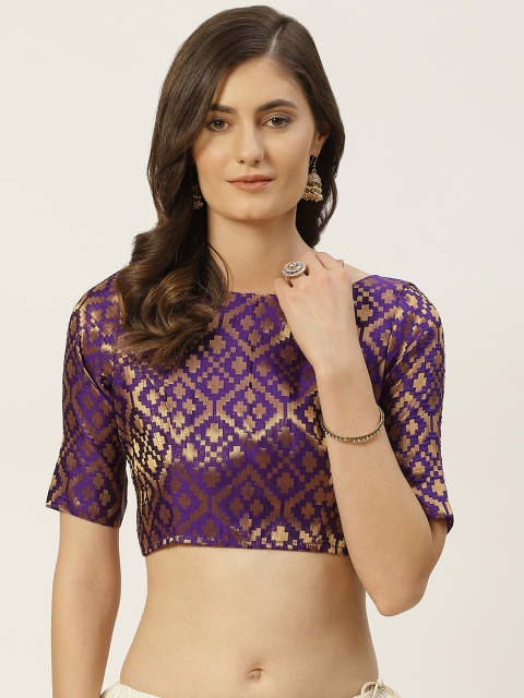 

Studio Shringaar Purple & Golden Brocade Woven Design Saree Blouse