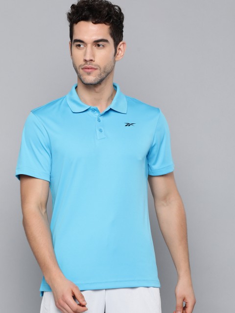 

Reebok Men Blue Solid Polo Training T-Shirt