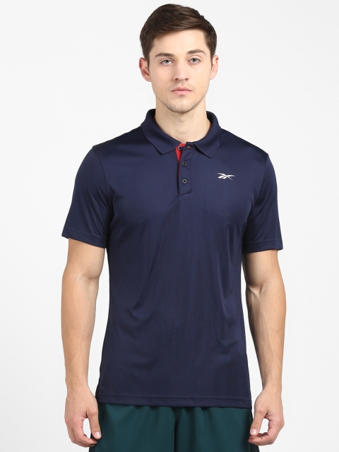 

Reebok Men Navy Blue Solid Training Foundation Poly Polo T-Shirt