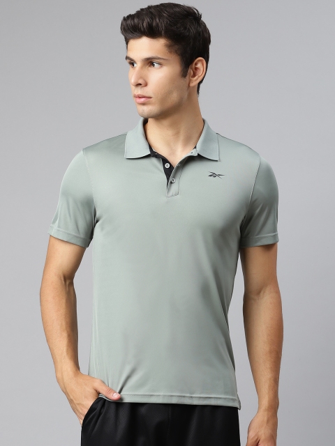 

Reebok Men Grey Solid Training Foundation Poly Polo T-Shirt