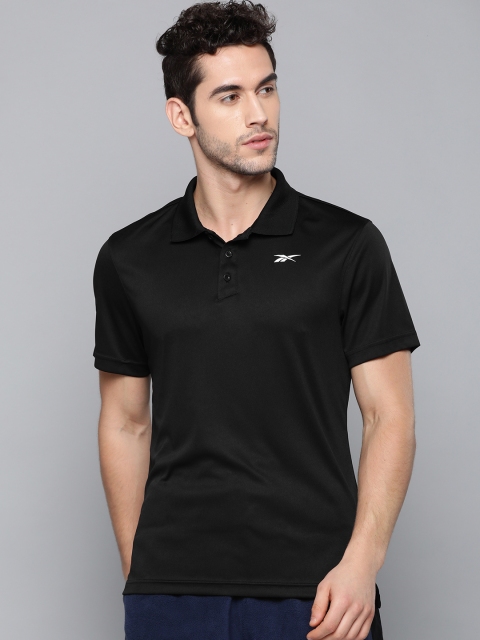 

Reebok Men Black Solid Polo Training T-Shirt