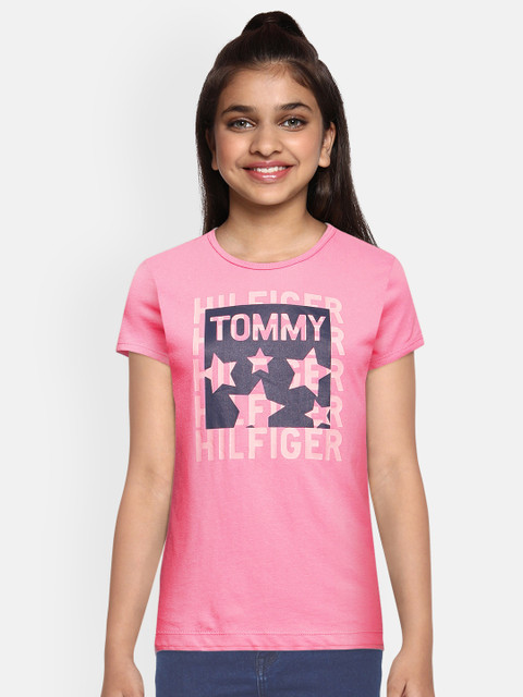 

Tommy Hilfiger Girls Pink Printed Round Neck T-shirt