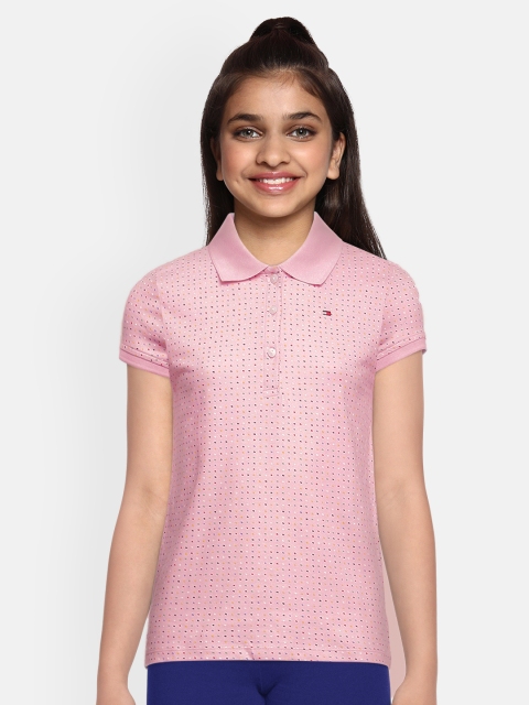 

Tommy Hilfiger Girls Pink Printed Polo Collar T-shirt