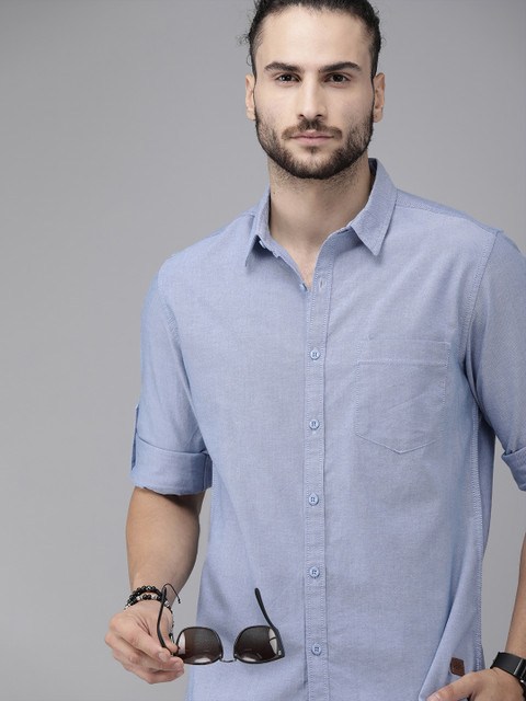 

Roadster Men Blue Regular Fit Solid Casual Shirt