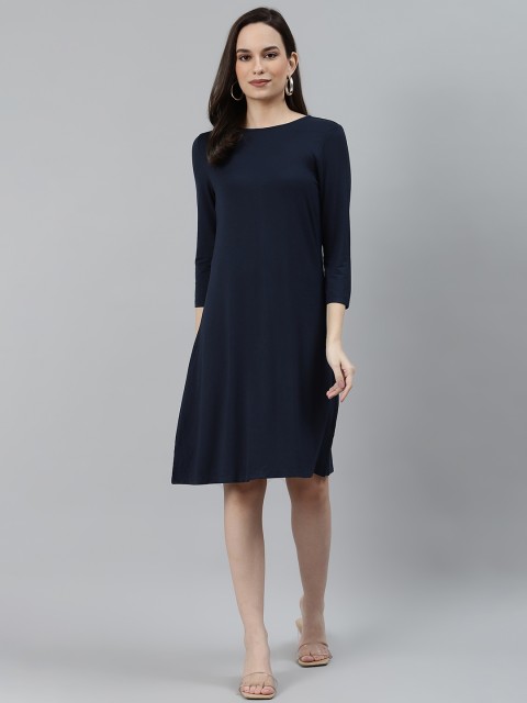 

Marks & Spencer Women Navy Blue Solid A-Line Dress