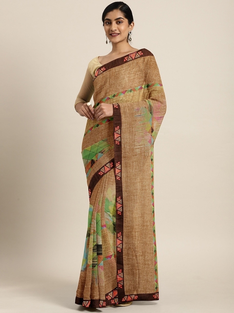 

Triveni Beige & Green Printed Saree