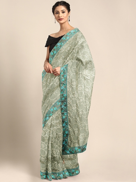 

Triveni Grey & Golden Silk Cotton Printed Saree