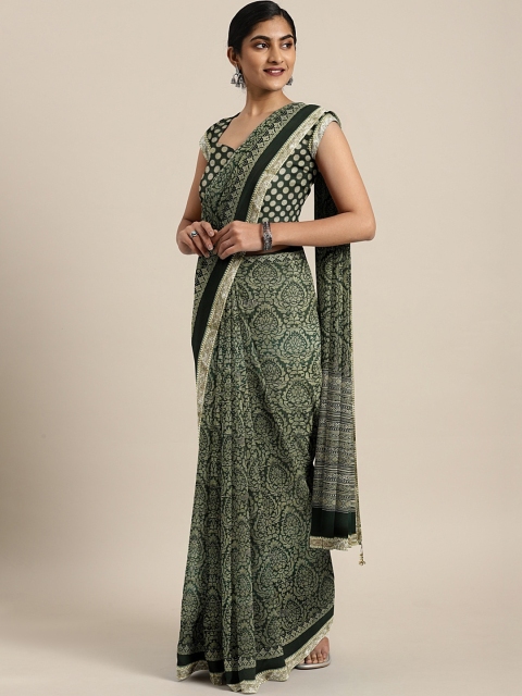 

Triveni Green Printed Pure Chiffon Saree