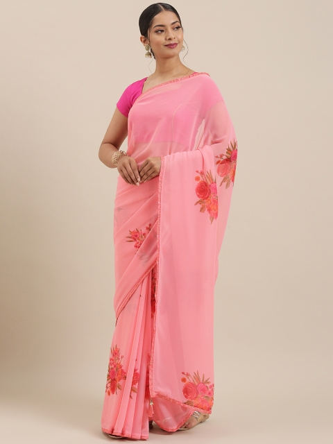 

Triveni Pink Printed Saree