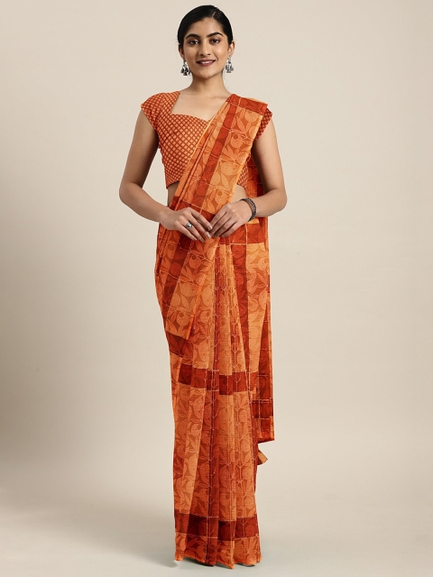 

Triveni Brown Printed Pure Georgette Saree