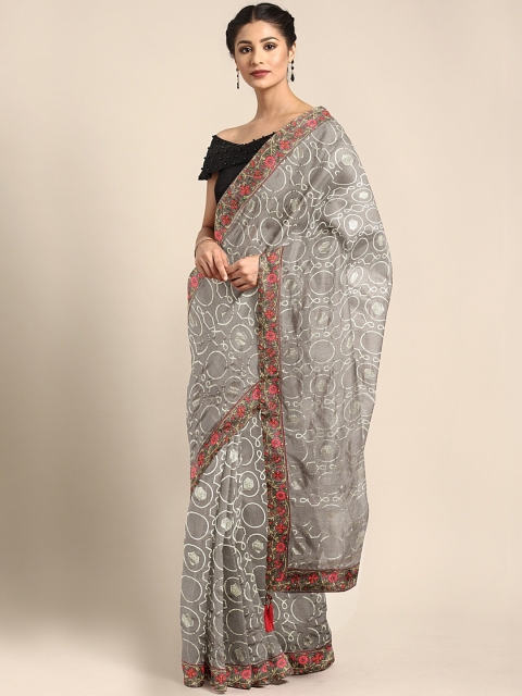 

Triveni Grey & Golden Silk Cotton Printed Saree