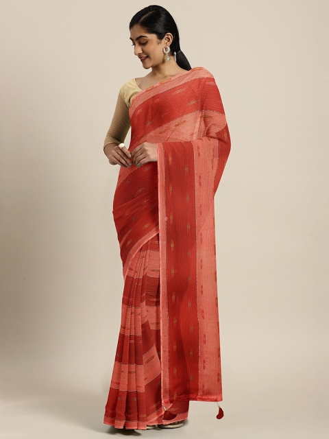 

Triveni Maroon Woven Design Pure Georgette Saree