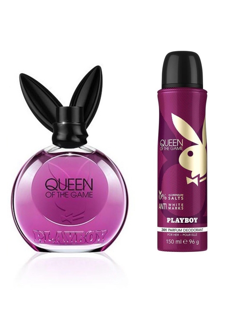 

Playboy Women Queen Eau de Toilette & Body Spray Gift Set, Transparent