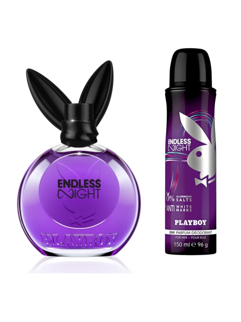 

Playboy Women Set of 2 Endless Night Eau de Toilette 90ml & Body Spray 150ml, Purple