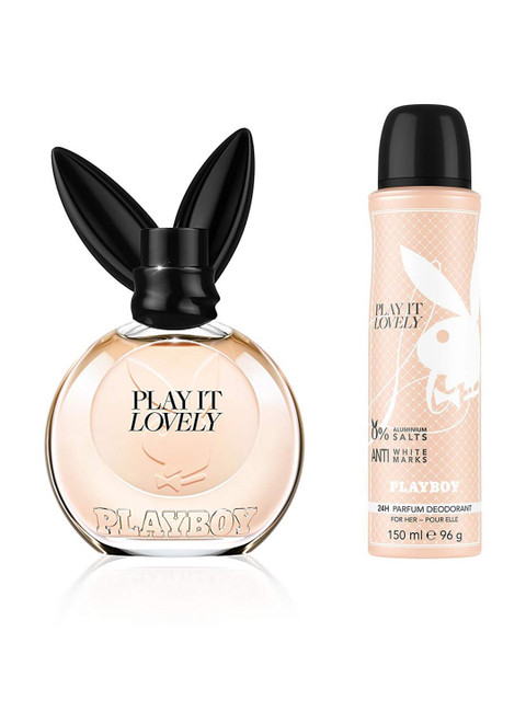 

Playboy Women Lovely Eau de Toilette 90ml & Body Spray 150ml Fragrance Gift Set, Transparent