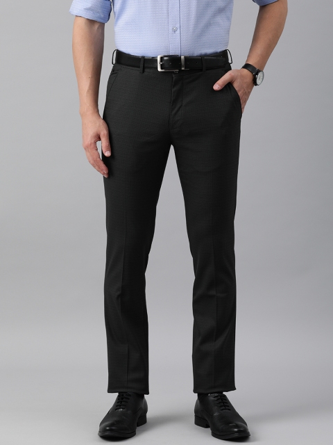 

Louis Philippe Men Black Solid Slim Fit Low-Rise Formal Trousers