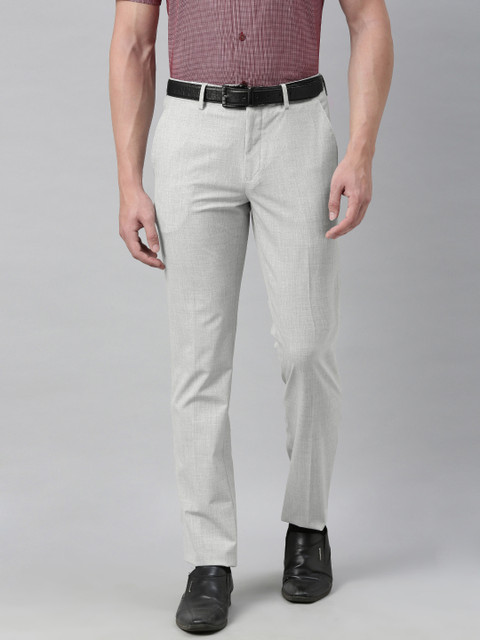 

Louis Philippe Men Grey Super Slim Fit Solid Formal Trousers