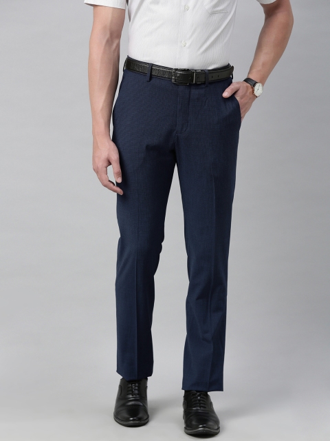 

Louis Philippe Men Navy Blue Slim Fit Solid Formal Trousers
