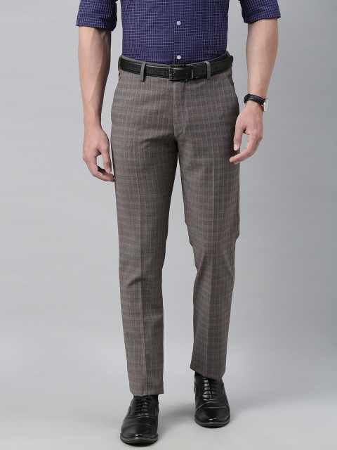 

Louis Philippe Permapress Men Grey Slim Fit Checked Formal Trousers