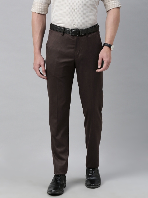 

Louis Philippe Men Brown Slim Fit Solid Formal Trousers