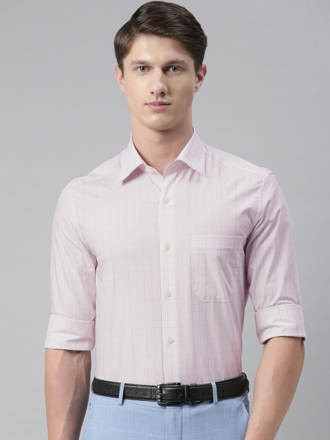 

Louis Philippe Men White & Beige Classic Fit Checked Formal Shirt