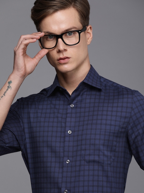 

Louis Philippe Men Navy Blue & Black Regular Fit Checked Formal Shirt