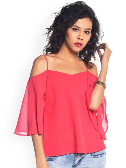 

Besiva Coral Pink Polyester Top