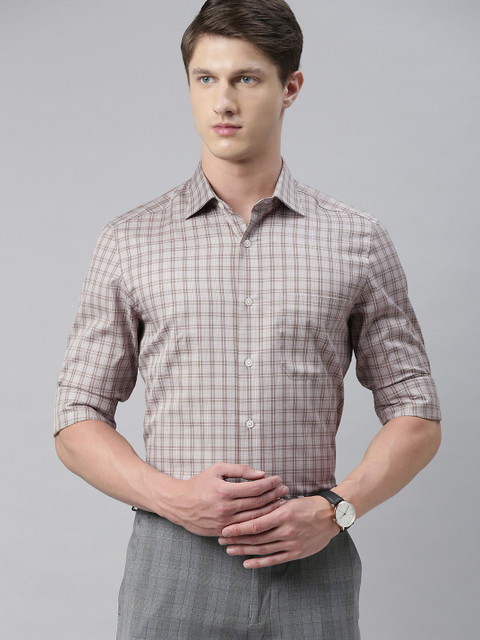 

Louis Philippe Men Grey & White Classic Fit Checked Formal Shirt