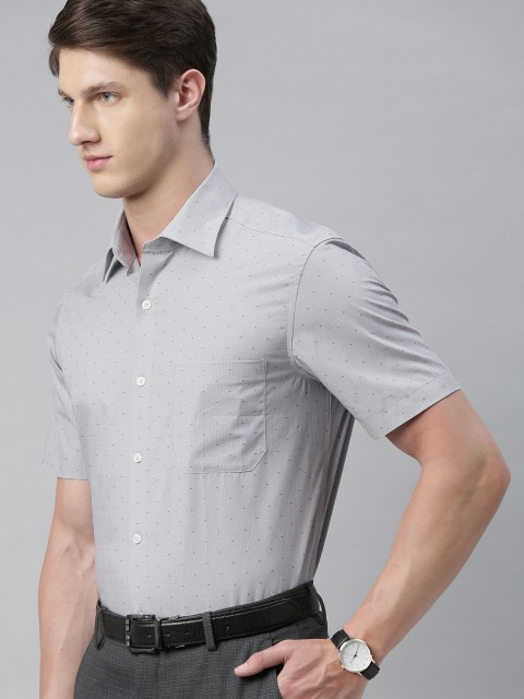 

Louis Philippe Men Grey Classic Fit Solid Formal Shirt