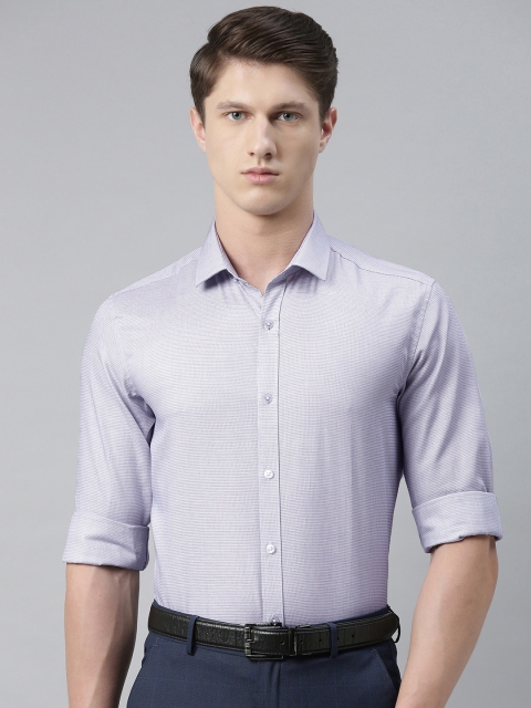 

Louis Philippe Men Grey & Blue Slim Fit Self Design Formal Shirt
