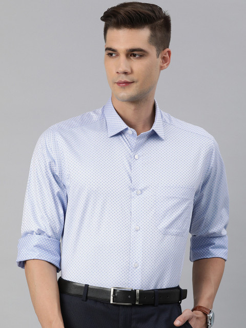 

Louis Philippe Men Blue Slim Fit Printed Pure Cotton Casual Shirt