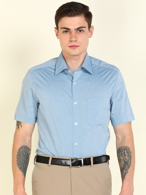 

Louis Philippe Men Blue Self Design Formal Shirt