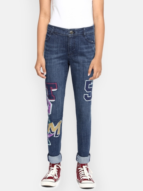 

Tommy Hilfiger Girls Blue Skinny Fit Mid-Rise Clean Look Printed Stretchable Jeans